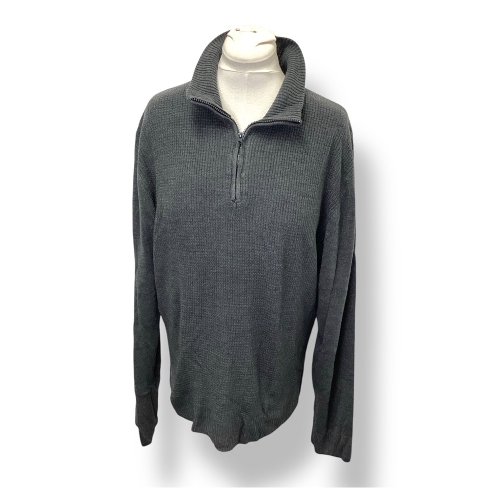 Dockers Mens 1/4 Zip Turtle Neck Pullover Sweater Ribbed Knit Thermal Gray XXL